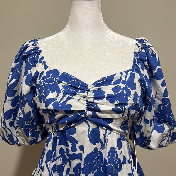 Tuckernuck Hyacinth House Blue Floral Fiori Puff Sleeve Blouse NWT Size XS - Picture 4 of 11